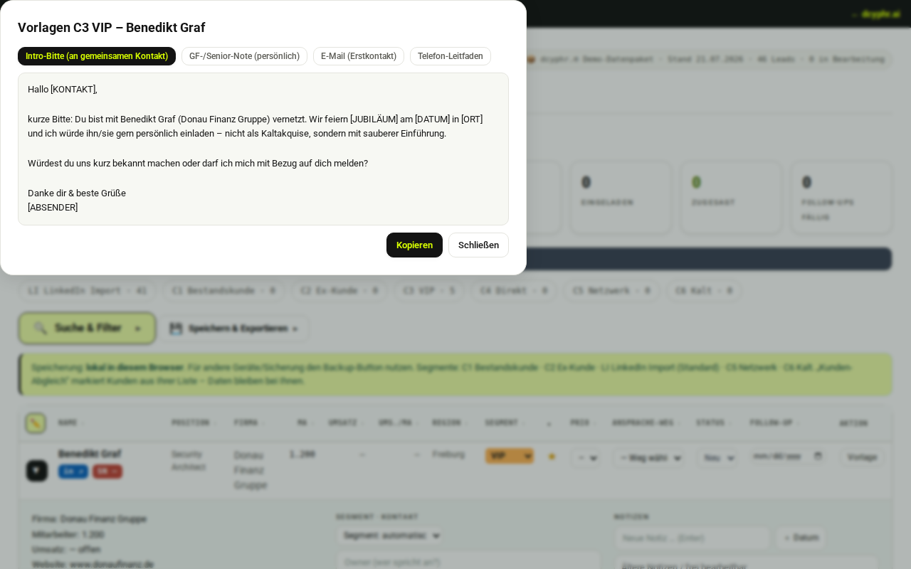 Vorschau des dcyphr.® Social CRM Leadcontroller